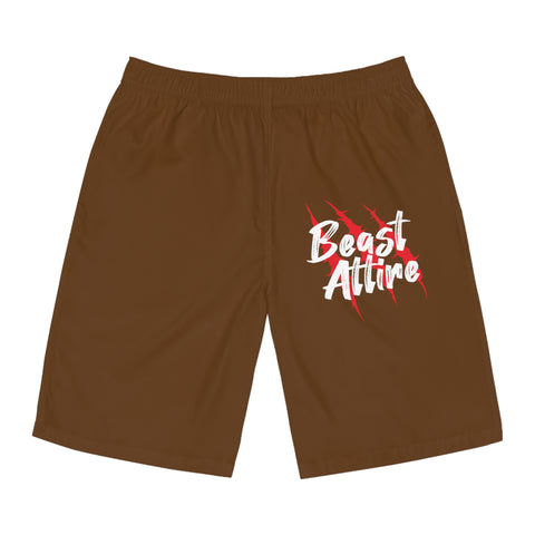 Beast Attire Men's Brown Board Shorts (AOP)