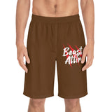 Beast Attire Men's Brown Board Shorts (AOP)