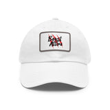 Dad White Hat with Leather Patch (Rectangle)