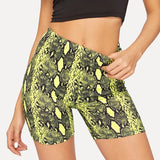 Snake Print High Waist Fitness Shorts