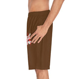 Beast Attire Men's Brown Board Shorts (AOP)