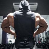 Men Bodybuilding Hooded Tank Top