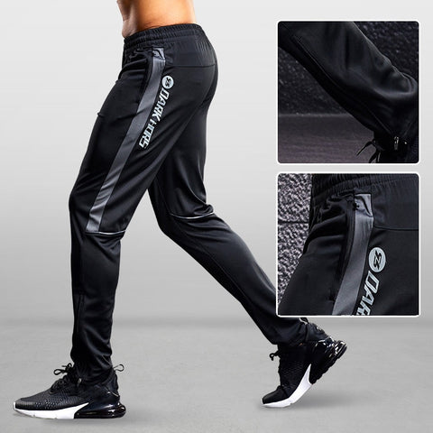 Men Sport Running Pants With Zipper Pockets